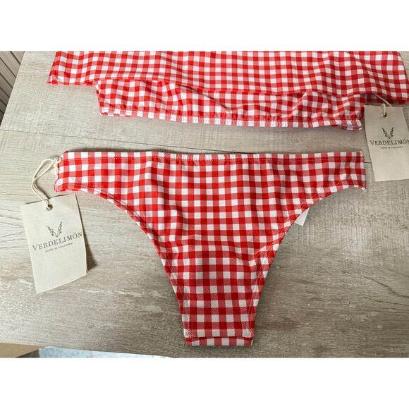 Verdelimon Santa Cruz Off-The-Soulder Top/ Low Rise Bottom Bikini Set Size S - Picture 5 of 11